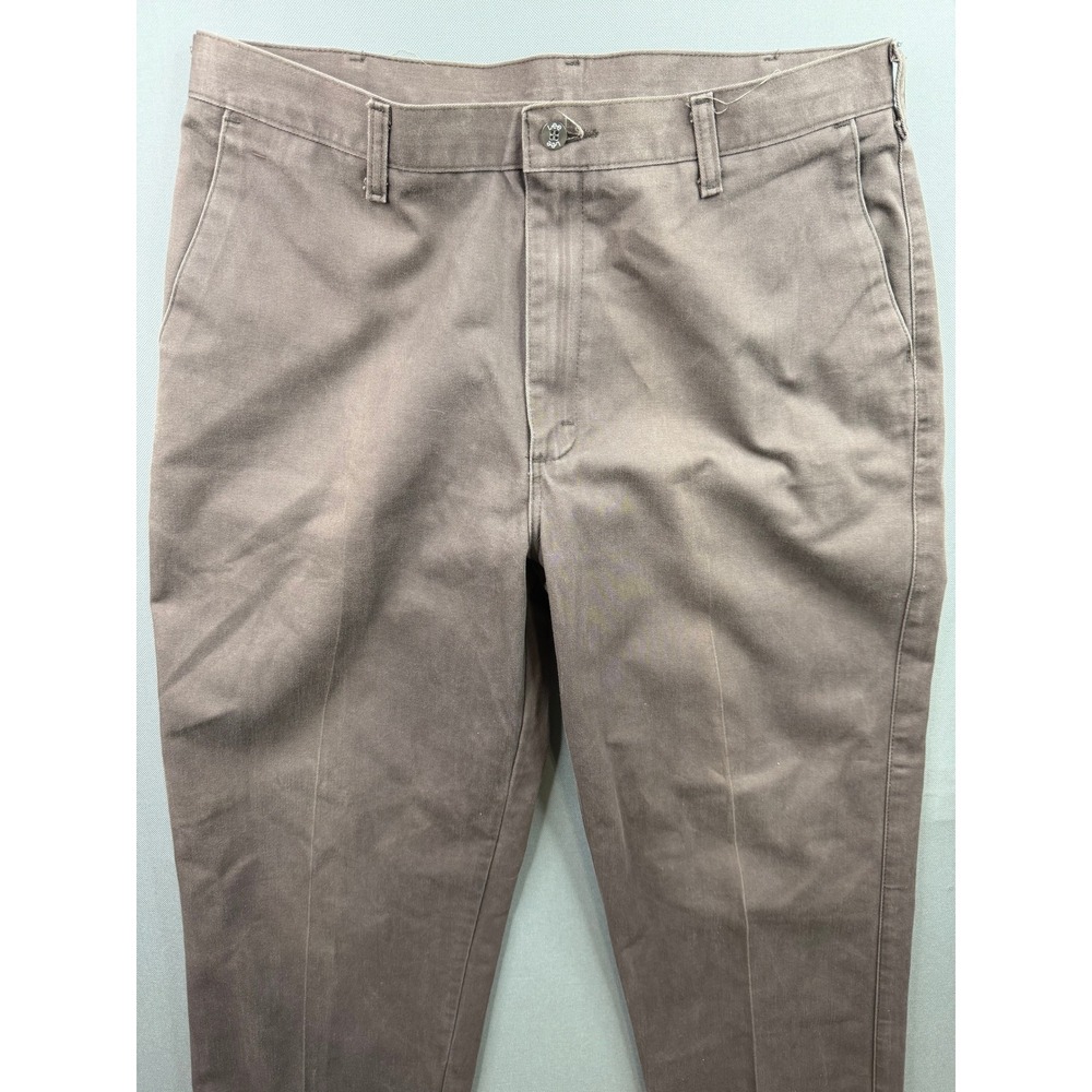 Lee Performance Khakis Mens Charcoal Gray Brown Flat Front Cotton Pants 36x30 - Picture 6 of 10